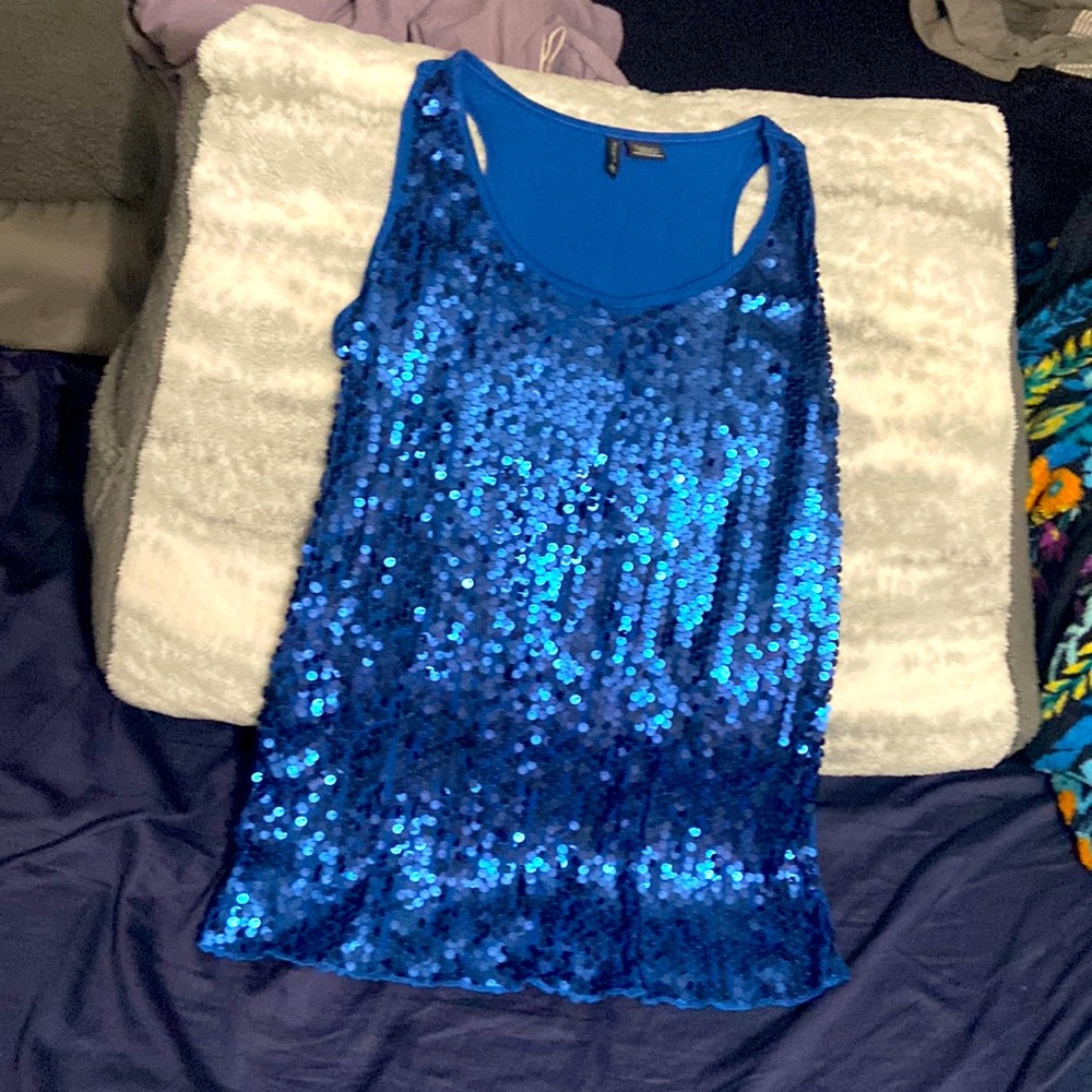 Vintage y2k Blue Sequin Tank Top